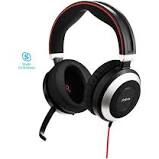 Jabra Evolve 80 MS stereo - Micro-casque - circum-aural - filaire - Suppresseur de bruit actif - jack 3,5mm - Certifié pour Skype for Business 7899-823-109