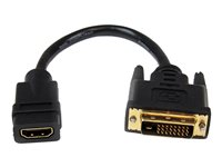 DLH DY-TU4726 - Adaptateur vidéo - DVI-D mâle pour HDMI femelle - 20 cm - noir - vis moletées, support 1080 p 60 Hz DY-TU4726