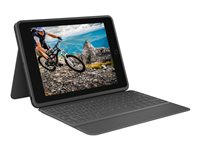 Logitech Rugged Folio - Clavier et étui - Apple Smart connector - AZERTY - Français - graphite - pour Apple 10.2-inch iPad Wi-Fi; 10.9-inch iPad Wi-Fi 920-011201