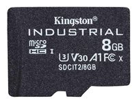 Kingston Industrial - Carte mémoire flash - 8 Go - A1 / Video Class V30 / UHS-I U3 / Class10 - microSDHC UHS-I SDCIT2/8GBSP