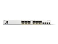Cisco Catalyst 1200-24P-4G - Commutateur - C3 - intelligent - 24 x 10/100/1000Base-T + 4 x 10 Gigabit SFP+ - Montable sur rack - PoE+ (195 W) C1200-24P-4G