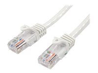 StarTech.com Câble réseau Cat5e UTP sans crochet de 1 m - Cordon Ethernet RJ45 anti-accroc - Câble patch Mâle / Mâle - Cordon de raccordement - RJ-45 (M) pour RJ-45 (M) - 1 m - UTP - CAT 5e - colonne montante, sans crochet - blanc 45PAT1MWH
