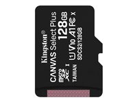 Kingston Canvas Select Plus - Carte mémoire flash - 128 Go - A1 / Video Class V10 / UHS Class 1 / Class10 - microSDXC UHS-I SDCS2/128GBSP