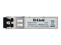 D-Link DEM 311GT - Module transmetteur SFP (mini-GBIC) - 1GbE - 1000Base-SX - LC multi-mode - jusqu'à 550 m - 850 nm - pour DGS 12XX; DXS 1100, 1210, 3400, 3600; Nuclias Cloud-Managed DBS-2000-10, 2000-28, 2000-52 DEM-311GT