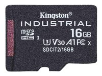 Kingston Industrial - Carte mémoire flash - 16 Go - A1 / Video Class V30 / UHS-I U3 / Class10 - microSDHC UHS-I SDCIT2/16GBSP