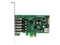 StarTech.com Carte contrôleur PCI Express à 7 ports USB 3.0 - 6 externes 1 interne - Adaptateur PCIe USB avec UASP et alimentation SATA - Adaptateur USB - PCIe 2.0 - USB, USB 2.0, USB 3.0 - pour P/N: ST1030USBM, ST7300USBME PEXUSB3S7