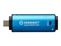 Kingston IronKey Vault Privacy 50C - Clé USB - chiffré - 64 Go - USB-C 3.2 Gen 1 - Conformité TAA IKVP50C/64GB