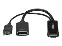 StarTech.com 4K 30Hz HDMI to DisplayPort Video Adapter w/ USB Power - 6 in - HDMI 1.4 (Male) to DP 1.2 (Female) Active Monitor Converter (HD2DP) - Câble adaptateur - HDMI, USB (alimentation uniquement) mâle pour DisplayPort femelle - 25.5 cm - noir - acti HD2DP