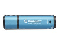 Kingston IronKey Vault Privacy 50 Series - Clé USB - chiffré - 64 Go - USB 3.2 Gen 1 - Conformité TAA IKVP50/64GB
