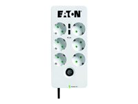 Eaton Protection Box 6 USB Tel@ Din - Protection contre les surtensions - CA 220-250 V - 2500 Watt - connecteurs de sortie : 6 - blanc PB6TUD