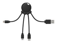 Xoopar Octopus - Câble Lightning - USB mâle pour Micro-USB de type B, Lightning, 24 pin USB-C mâle - 10 cm - noir XOOPAROCTOBDBK
