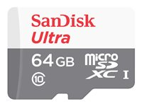 SanDisk Ultra - Carte mémoire flash (adaptateur microSDXC vers SD inclus(e)) - 64 Go - UHS-I / Class10 - microSDXC UHS-I SDSQUNR-064G-GN6TA