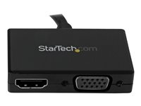 StarTech.com Adaptateur audio / vidéo de voyage - Convertisseur 2-en-1 DisplayPort vers HDMI ou VGA - 1920x1200 / 1080p - Noir - Convertisseur vidéo - DisplayPort - HDMI, VGA - noir DP2HDVGA