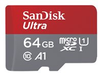 SanDisk Ultra - Carte mémoire flash (adaptateur microSDXC vers SD inclus(e)) - 64 Go - A1 / UHS-I U1 / Class10 - microSDXC UHS-I SDSQUAB-064G-GN6FA
