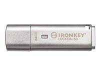 Kingston IronKey Locker+ 50 - Clé USB - chiffré - 64 Go - USB 3.2 Gen 1 IKLP50/64GB