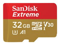 SanDisk Extreme - Carte mémoire flash (adaptateur microSDHC - SD inclus(e)) - 32 Go - A1 / Video Class V30 / UHS-I U3 - microSDHC UHS-I SDSQXAF-032G-GN6AT