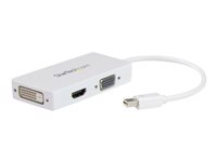 StarTech.com Adaptateur de voyage Mini DisplayPort vers DVI / VGA / HDMI pour MacBook - Convertisseur vidéo 3-en-1 - Blanc - Convertisseur vidéo - DisplayPort - DVI, HDMI, VGA - blanc - pour Apple MacBook Air MDP2VGDVHDW