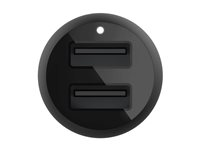 Belkin BOOST CHARGE Double chargeur - Adaptateur d'alimentation pour voiture - 24 Watt - 4.8 A - 2 connecteurs de sortie (USB) - noir CCB001BTBK