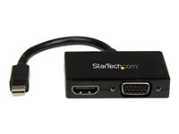 StarTech.com Adaptateur audio / vidéo de voyage - Convertisseur 2-en-1 Mini DisplayPort vers HDMI ou VGA - 1920x1200 / 1080p - Convertisseur vidéo - DisplayPort - HDMI, VGA - noir MDP2HDVGA