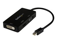 StarTech.com Adaptateur Mini DisplayPort 3 en 1 - 1080p - Répartiteur Mini DP / Thunderbolt vers HDMI / VGA / DVI pour Votre Moniteur (MDP2VGDVHD) - Adaptateur vidéo - Mini DisplayPort mâle pour HD-15 (VGA), DVI-D, HDMI femelle - 27 cm - noir - actif, support 1920 x 1200 (WUXGA) - pour P/N: DKT31CMDPHPD MDP2VGDVHD