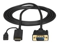 StarTech.com Câble adaptateur HDMI vers VGA de 1,8m - Convertisseur actif HDMI vers VGA HD15 - M/M - 1920x1200 / 1080p - Noir - Câble adaptateur - HDMI, Micro-USB de type B (alimentation uniquement) pour HD-15 (VGA) mâle - 2 m - noir - actif, support 1920 x 1200 (WUXGA) - pour P/N: MST30C2DPPD HD2VGAMM6