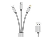 DLH DY-TU4108 - Câble Lightning - USB mâle pour Micro-USB de type B, Lightning, 24 pin USB-C mâle - 1.2 m - gris DY-TU4108